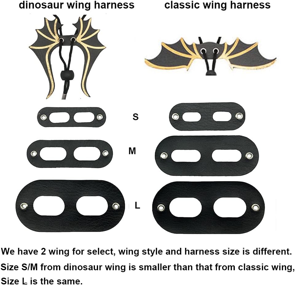 Black Bearded Dragon Leash Harness, 3 Size Pack, Cool Bat Wing
