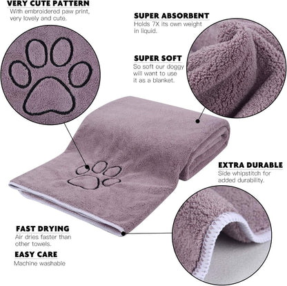 Dog Towels for Drying Dogs, Absorbent Microfiber Pet Bath Towel