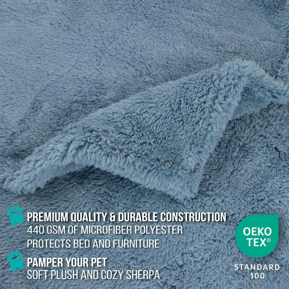 Fluffy Sherpa Waterproof Dog Blanket for Medium Pet Cat 29X40, Blue