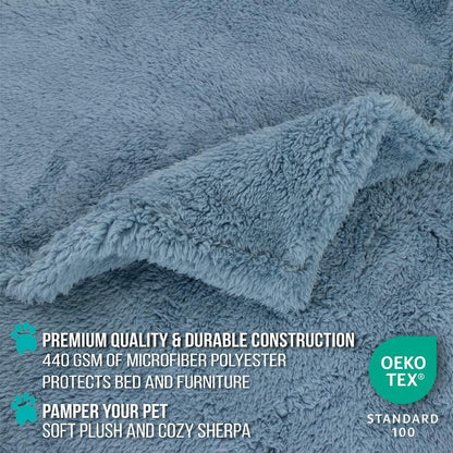 Fluffy Sherpa Waterproof Dog Blanket for Medium Pet Cat 29X40, Blue