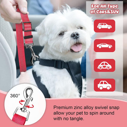 2 Pack Dog Seat Belt for Car, Headrest Restraint Safety Straps