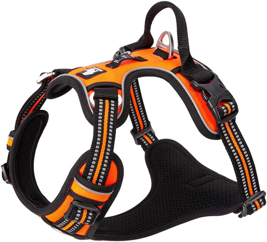 Dog Harness No Pull Nylon Reflective Pet Harness Adjustable Comfortable Control Step-In Brilliant Colors Truelove TLH56512 Orange
