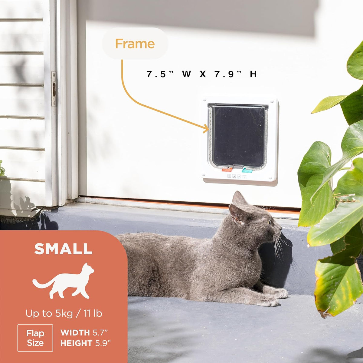 Standard Cat and Small Pet Door, Small, White, Pets up to 11 Lbs