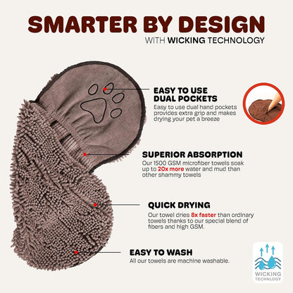 Dog Gone Smart the Dirty Dog Shammy - Grey, 31 × 13 Inches