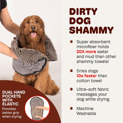 Dog Gone Smart the Dirty Dog Shammy - Grey, 31 × 13 Inches