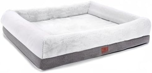 Orthopedic Dog Bed for Medium Dogs, Bolster Sides Dogs Sofa Bed with Removable Washable Cover & Non-Skid Bottom, Soft Pet Bed with Egg Foam Dog Couch for Sleeping, 31 X 25 Inch, Gray