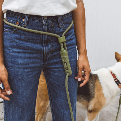 Army Green 4-In-1 Hands-Free Dog Leash – Adjustable for Crossbody, Waist, Long Leash, or Tether Use – Stylish, Lightweight, and Comfortable for Everyday Walks