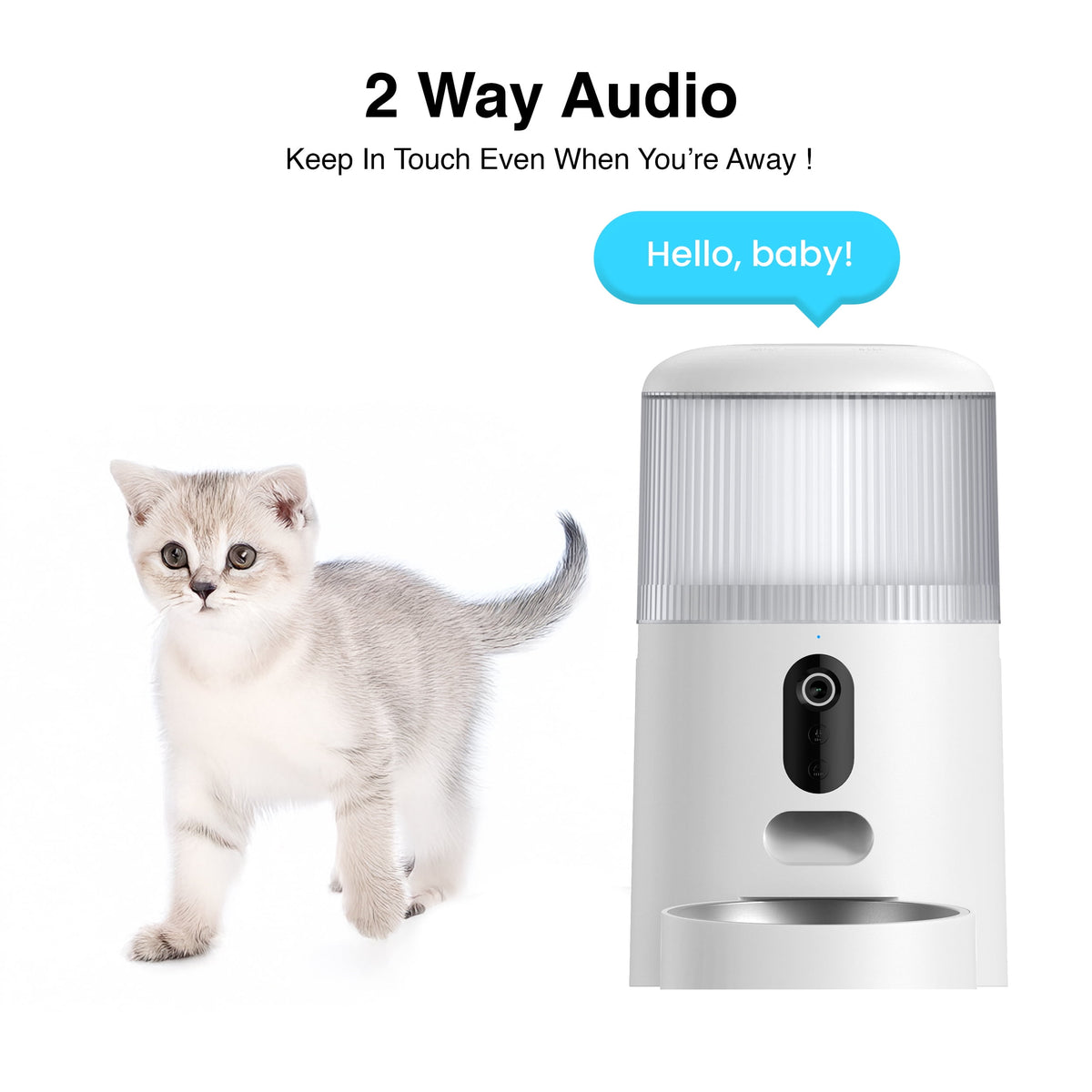 Purechew Sight Double Automatic Pet Feeder HD Camera Feeder with Double Bowls for Cats and Dogs