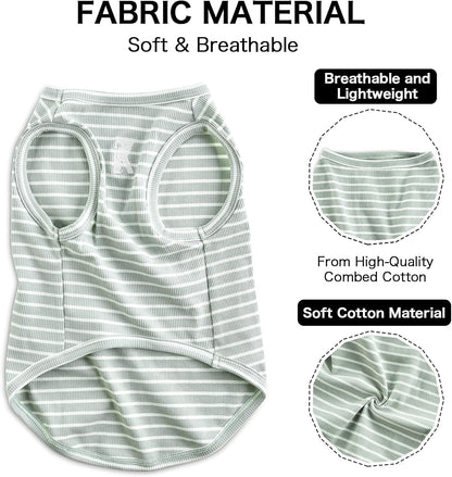 Dog Shirt Striped Lightweight Tank Top Stretchy - Pink & Green 5XL