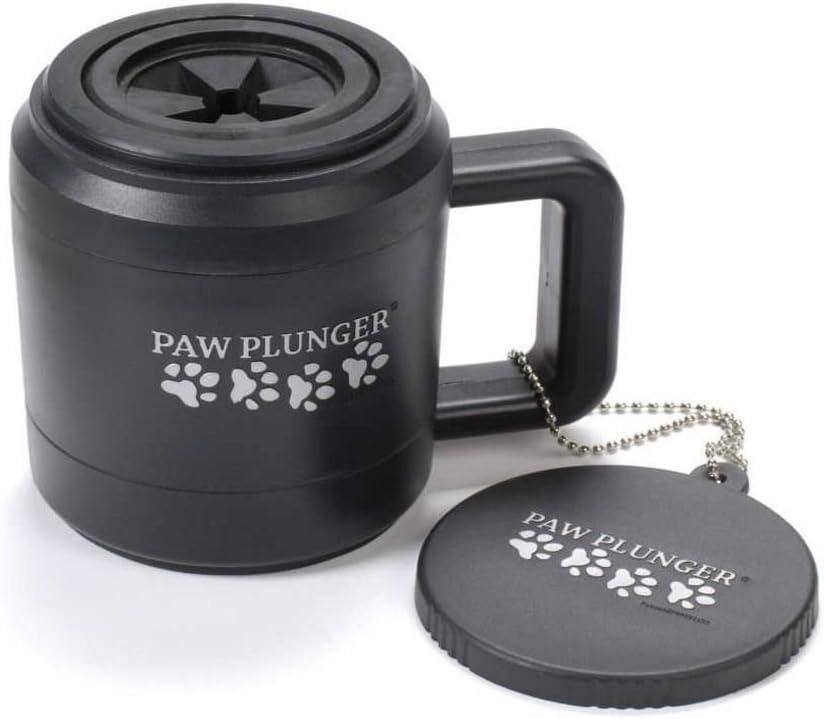 Paw Plunger – Dog Paw Cleaner - Dog and Puppy Essentials - Portable Dirty Paw Washer - Ideal for Medium Dogs - Black