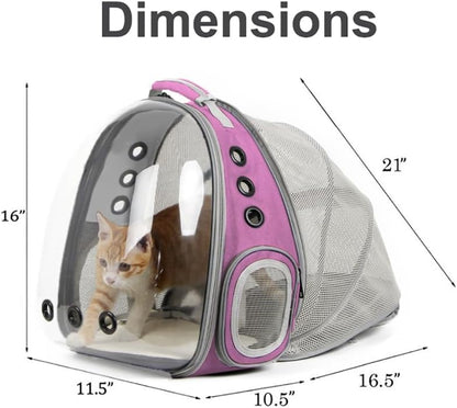 Back Extension Cat Travel Carrier Backpack (Pink, Clear Window)