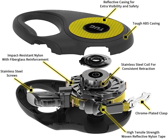 Tiny 360° Tangle-Free Reflective Retractable Dog Leash | Cat Leash | 10 Ft Strong Nylon Tape (Tiny)