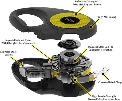 Tiny 360° Tangle-Free Reflective Retractable Dog Leash | Cat Leash | 10 Ft Strong Nylon Tape (Tiny)