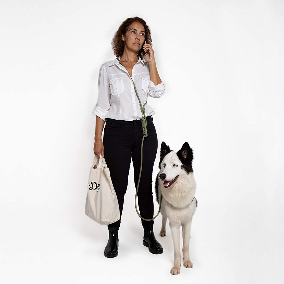 Army Green 4-In-1 Hands-Free Dog Leash – Adjustable for Crossbody, Waist, Long Leash, or Tether Use – Stylish, Lightweight, and Comfortable for Everyday Walks