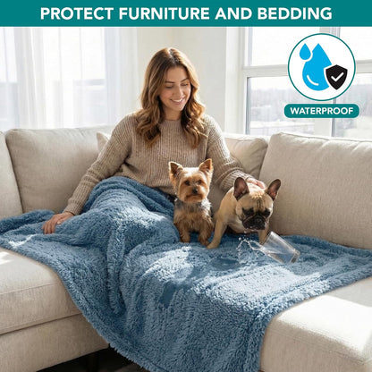 Fluffy Sherpa Waterproof Dog Blanket for Medium Pet Cat 29X40, Blue
