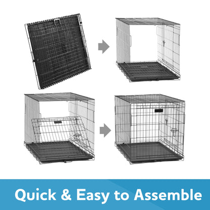 Foldable 48" Wire Crate for Dogs with Divider and Leak-Proof Tray