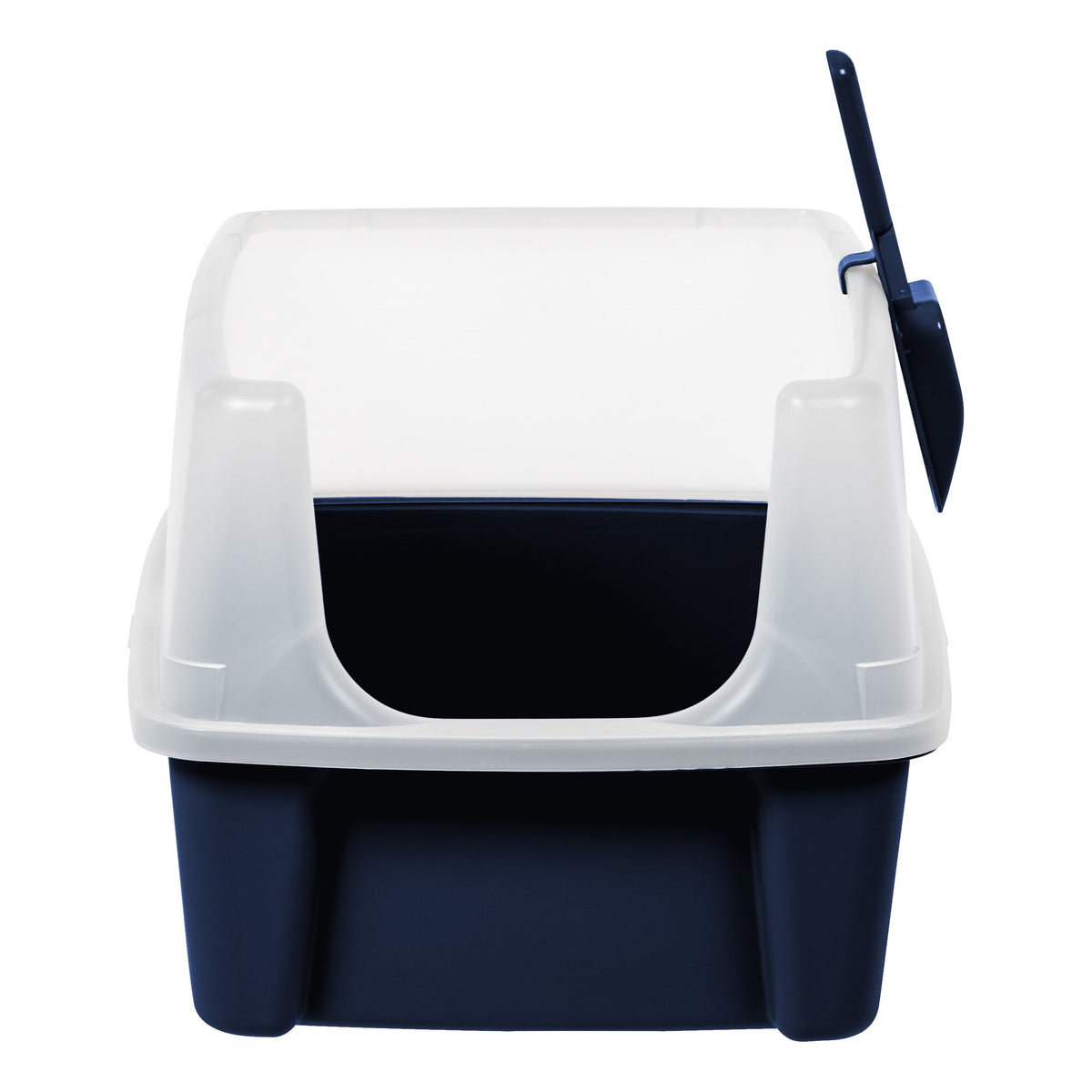 High-Sided Open-Top Cat Litter Box with Scoop in Navy