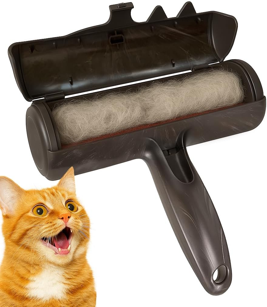 Pet Hair Remover Roller - Lint Roller for Pet Hair - Self-Cleaning Dog & Cat Hair Remover - Clean Furniture, Carpets, Bedding, Clothing and More. Grey