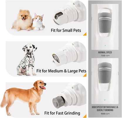 Pet Nail Grinder with LED Light & 2 Grinding Heads, 2-Speed Low Noise