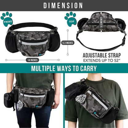 Dog Fanny Pack, Treat Pouch for Dog Walking Training, Camo Black