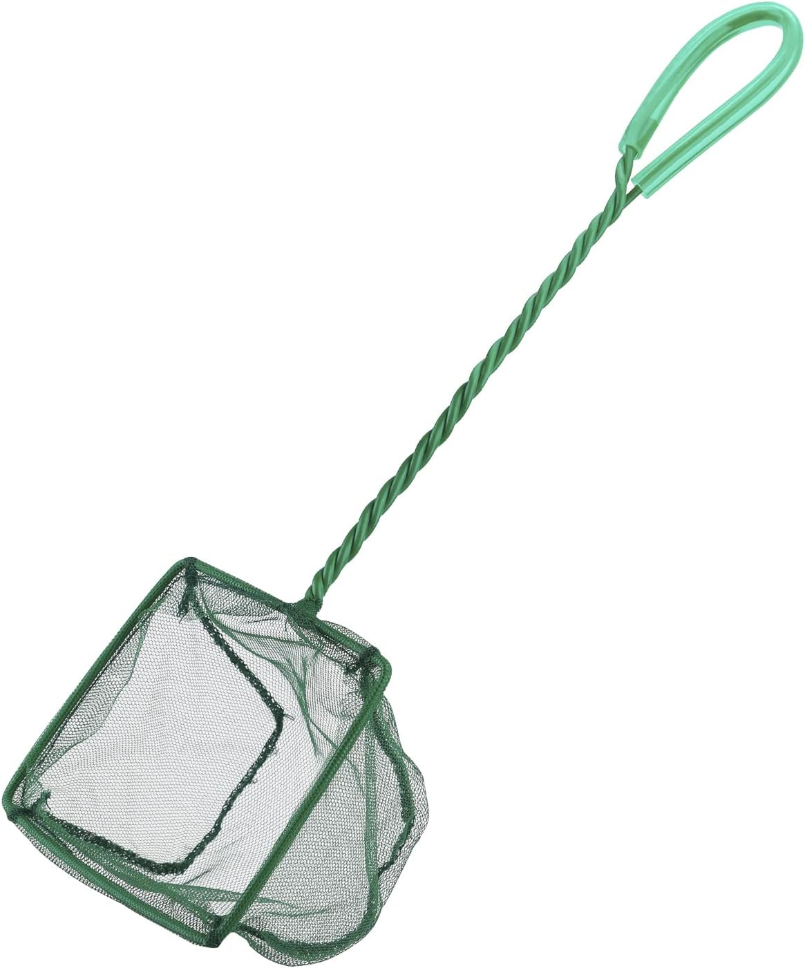 Aquarium Fish Net with Braided Metal Handle Square Net with Soft Fine Mesh Sludge Food Residue Wastes Skimming Cleaning Net for Fish Tanks Small Koi Ponds and Pools