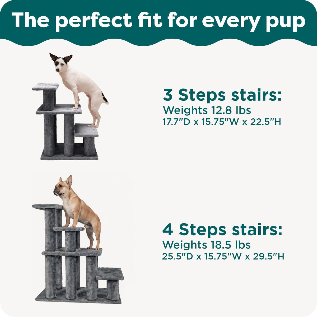Steady Paws Multi-Step Pet Stairs for High Beds & Sofas - Brown, 4-Step