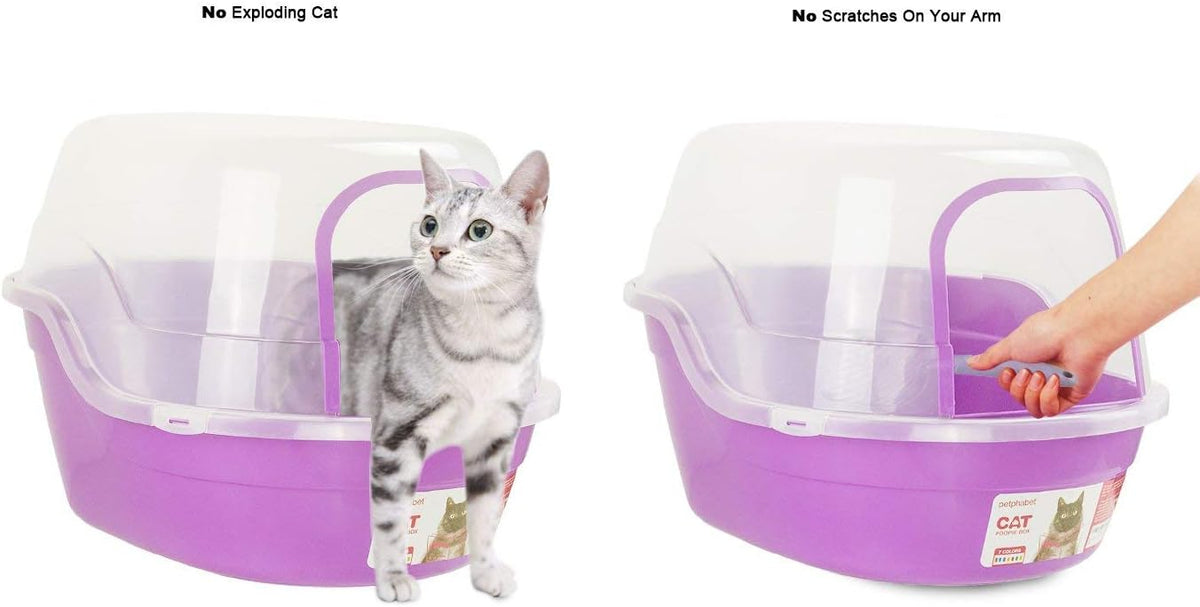 Covered Litter Box, Jumbo Hooded Cat Litter Box Holds up to Two Small Cats Simultaneously,Extra Large Purple by