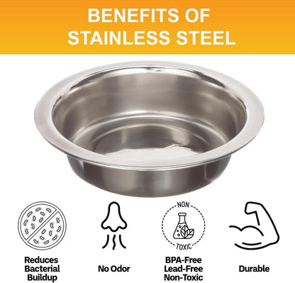 1 Cup (8 Oz.) Shallow Stainless Steel Cat Bowls, Set of 2 Neater Feeder Replacement Bowls (Express & Deluxe), Metal Cat Dishes for Food and Water, Whisker Friendly, Dishwasher Safe