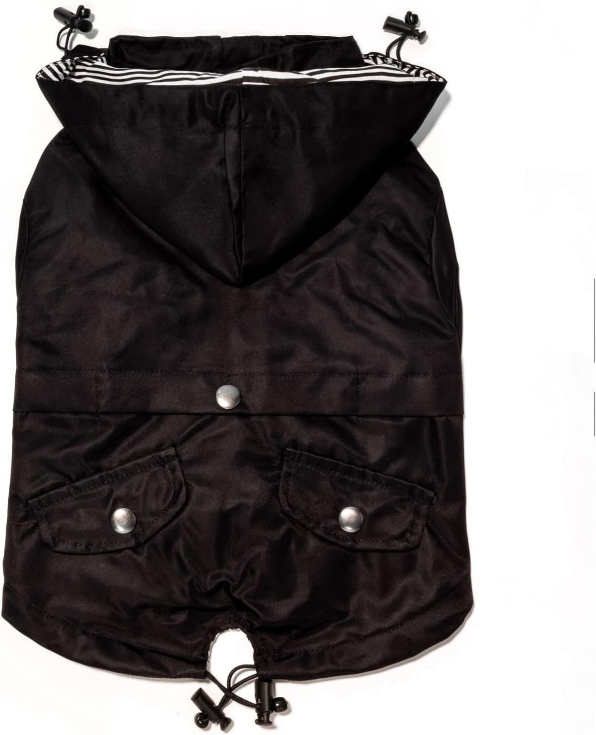 Classic Black Dog Raincoat with Removable Hood - XXS