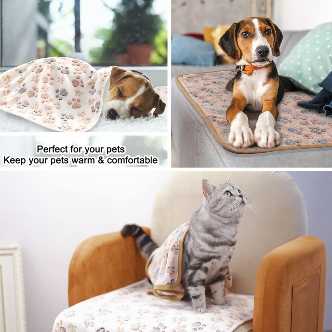 3 Pack Cat and Dog Blanket Soft & Warm Fleece Flannel Sleep Mat, Great Pet Throw for Puppy, Cats, Small, Medium & Large Dogs(Large 40" X 30")
