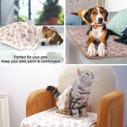 3 Pack Cat and Dog Blanket Soft & Warm Fleece Flannel Sleep Mat, Great Pet Throw for Puppy, Cats, Small, Medium & Large Dogs(Large 40" X 30")