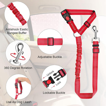 2 Pack Dog Seat Belt for Car, Headrest Restraint Safety Straps