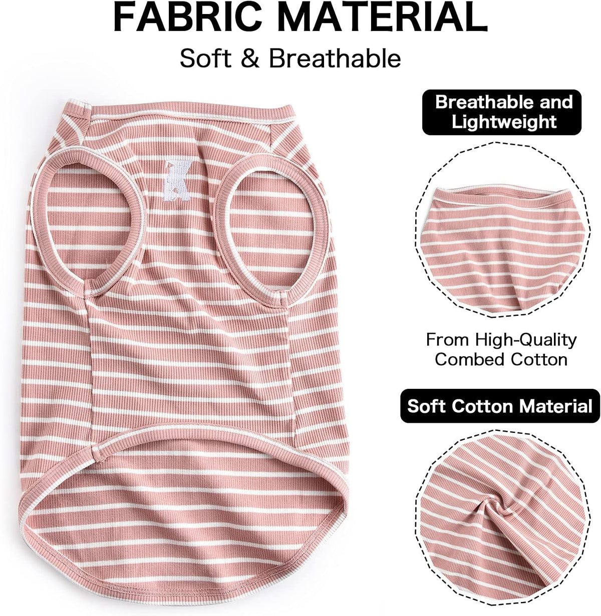Dog Shirt Striped Lightweight Tank Top Stretchy - Pink & Green 5XL