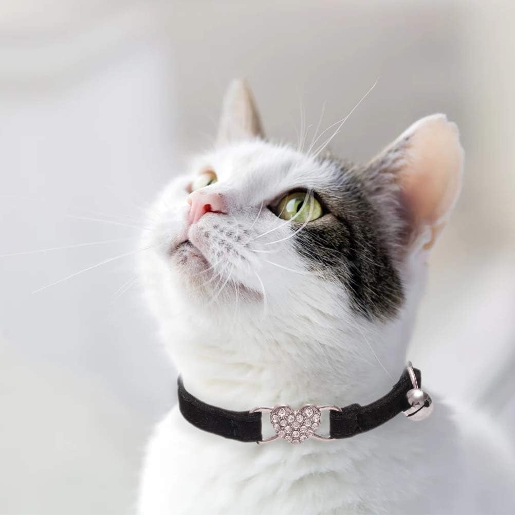 Cat Collar Breakaway with Bell, Bling Kitten Collar,Pink&Black