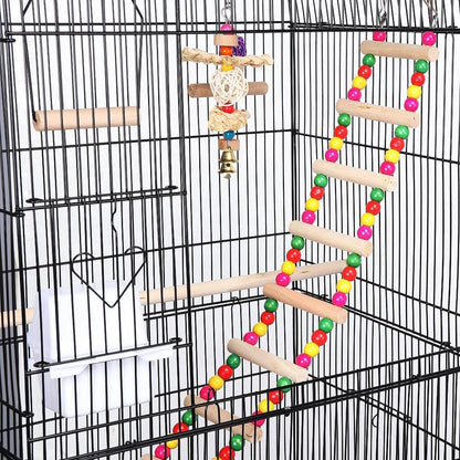 39" Roof Top Flight Cage with Toys, Wrought Iron Bird Cage for Cockatiels, Conures, Lovebirds, Budgies & Small Birds