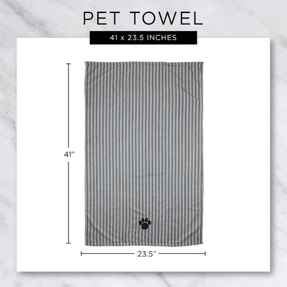Pet Grooming Towel Collection Absorbent Microfiber X-Large, 41X23.5", Embroidered Taupe