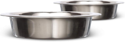 1 Cup (8 Oz.) Shallow Stainless Steel Cat Bowls, Set of 2 Neater Feeder Replacement Bowls (Express & Deluxe), Metal Cat Dishes for Food and Water, Whisker Friendly, Dishwasher Safe