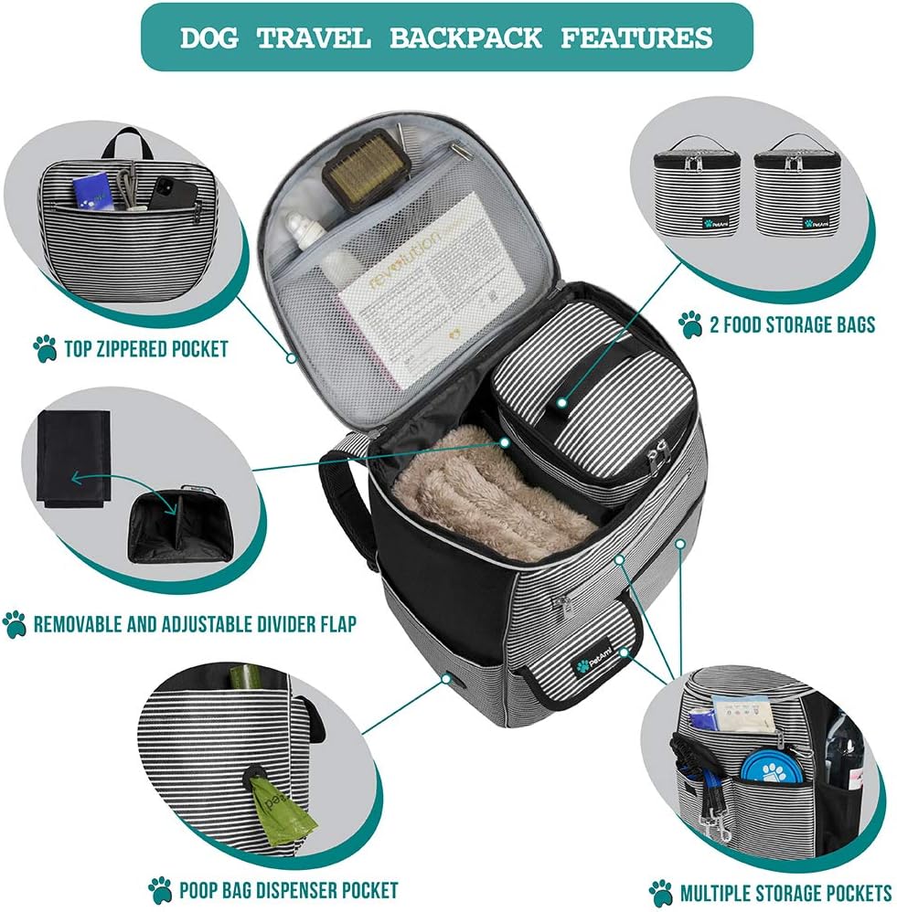 Dog Travel Backpack Airline Approved Pet Supplies Bag, Stripe Black