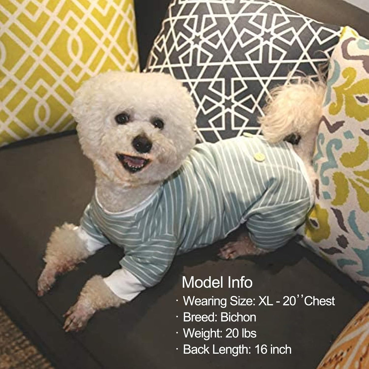 Striped Dog Pajamas for Small Dogs Stretchy Onesie for Daily Wear