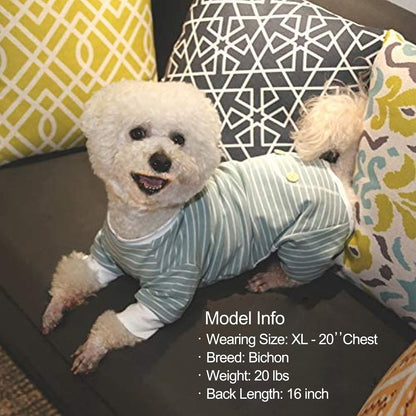 Striped Dog Pajamas for Small Dogs Stretchy Onesie for Daily Wear