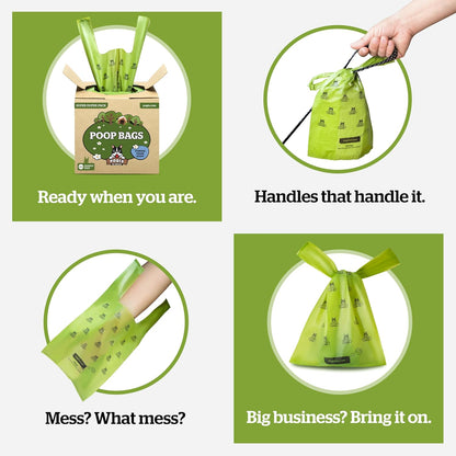 Pogi'S Large Dog Poop Bags with Handles, Unscented, Extra Thick, 900 Bags