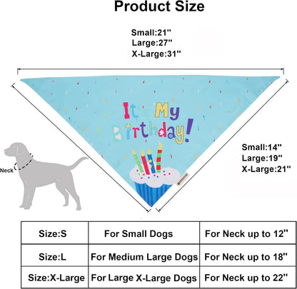 Dog Birthday Hat, Blue Birthday Boy Bandana with Bow Tie, Large