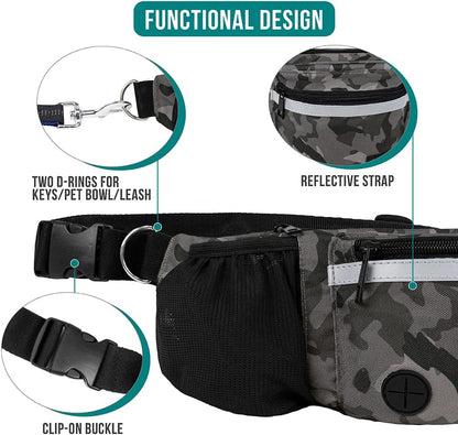 Dog Fanny Pack, Treat Pouch for Dog Walking Training, Camo Black