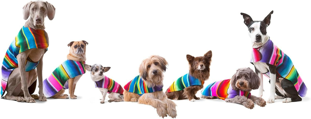 Dog Clothes - Handmade Dog Poncho from Authentic Mexican Blanket by  (Pink, Small)