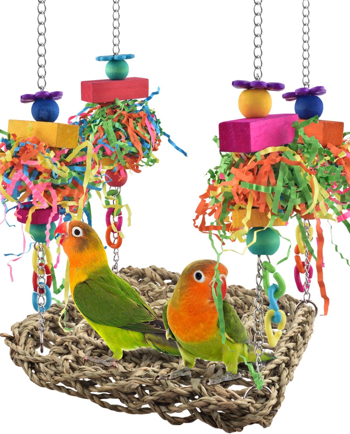 Bird Toys, Grass Swing Hammock Climbing Toy for Parrot Parakeet