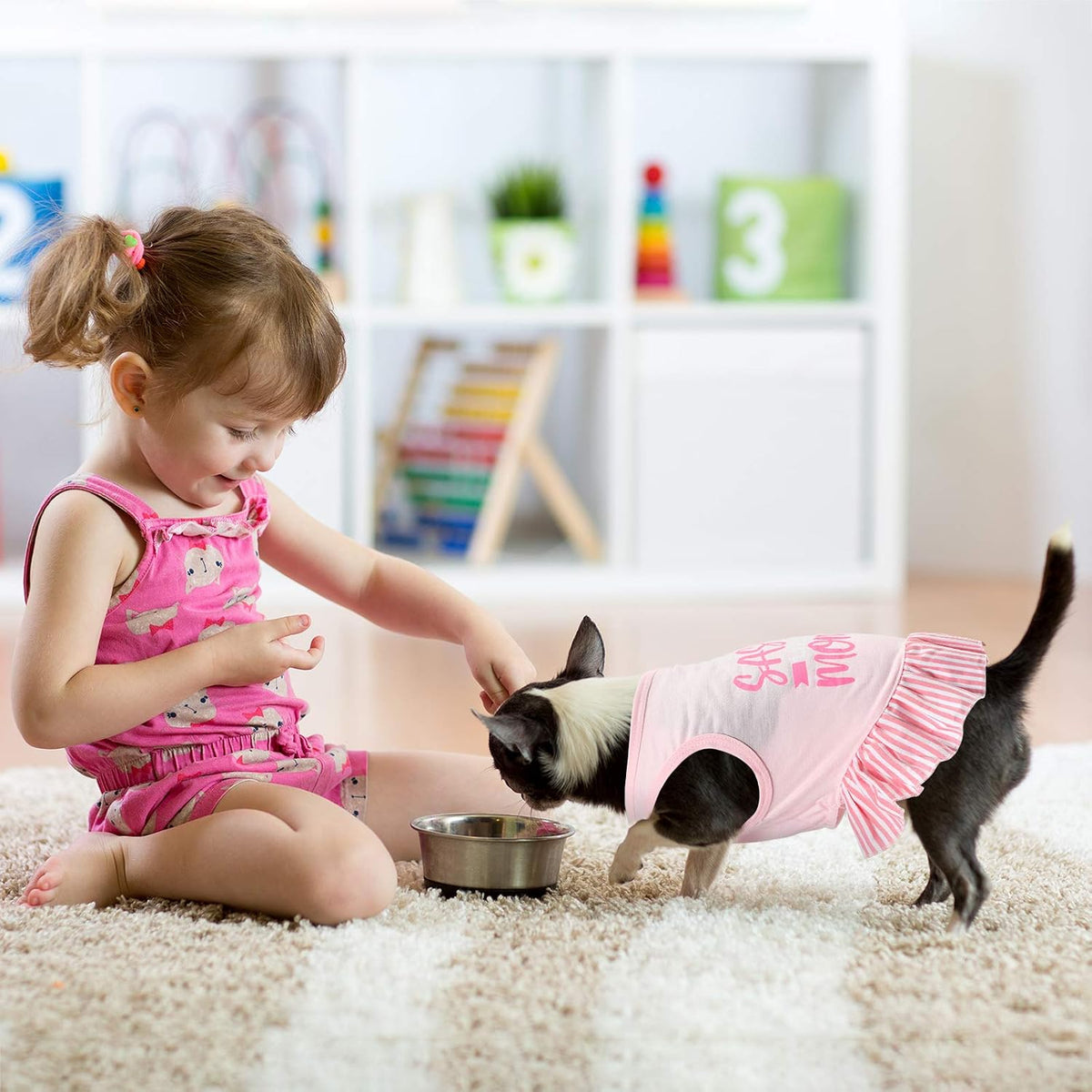 4 Pack Dog Dress Cute, Pink Dog Clothes Skirt, Girl Pet Princess Dress, M