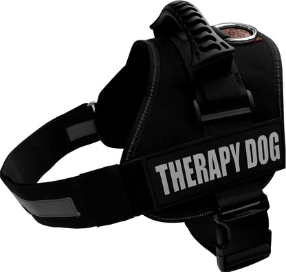 Therapy Dog Vest Harness, Reflective, 2 Patches, XL Black