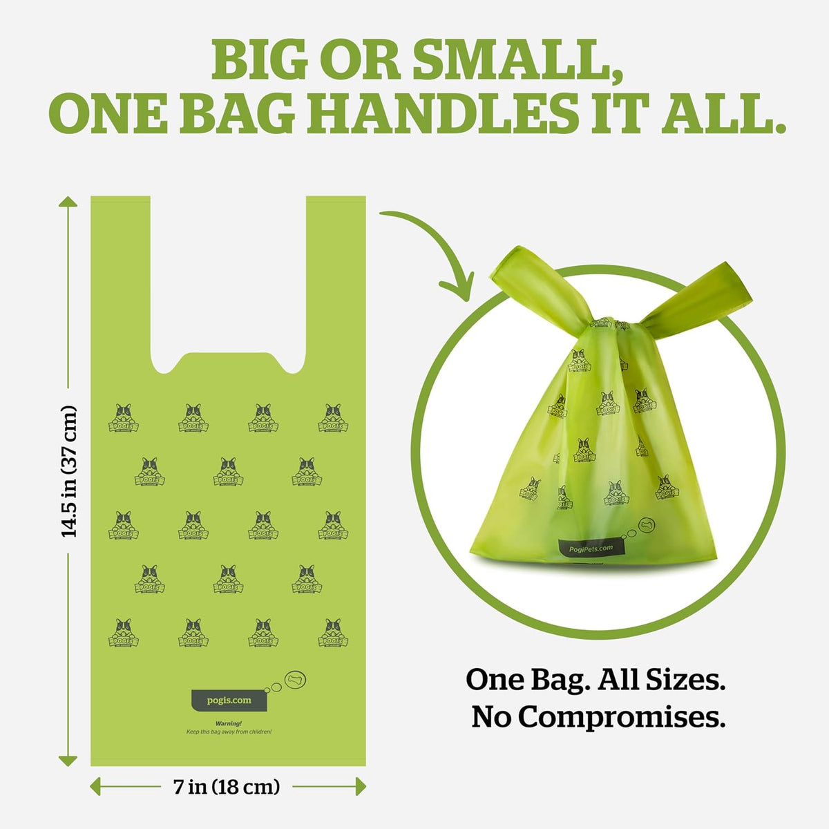 Pogi'S Large Dog Poop Bags with Handles, Unscented, Extra Thick, 900 Bags