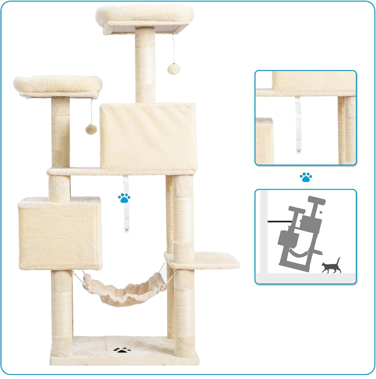 Cat Tree Tower with Sisal Scratching Posts, Big Condo, MPJ020M