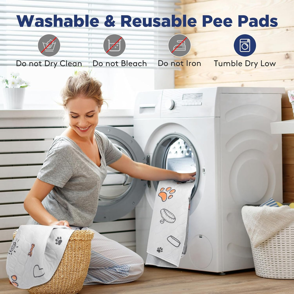 Washable Pee Pads for Dogs, Super Absorbent, 2 Pack 36"X41" Gray